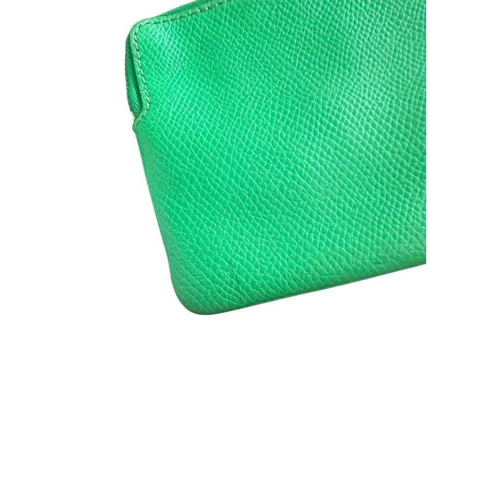 Coach Green Wristlet Small Pebbled Leather Corner Zip Wallet Purse